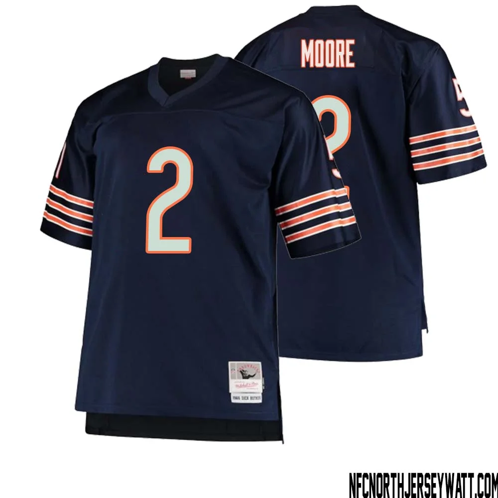 DJ Moore No 2 Men Mitchell Ness Navy Chicago Bears Big Tall 1966 Retired Player Replica Jersey