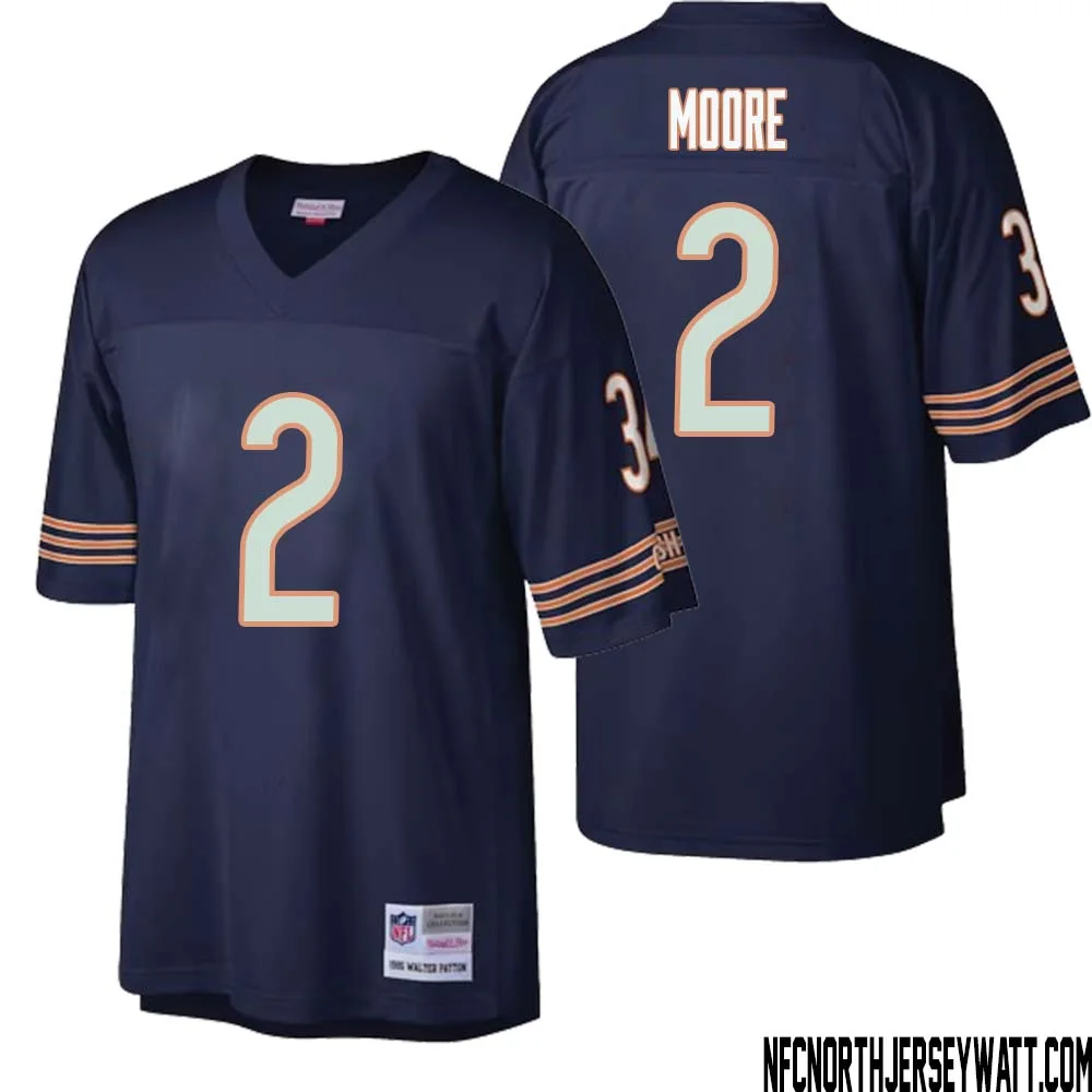 DJ Moore No 2 Men Mitchell Ness Navy Chicago Bears Big Tall 1985 Retired Player Replica Jersey 1