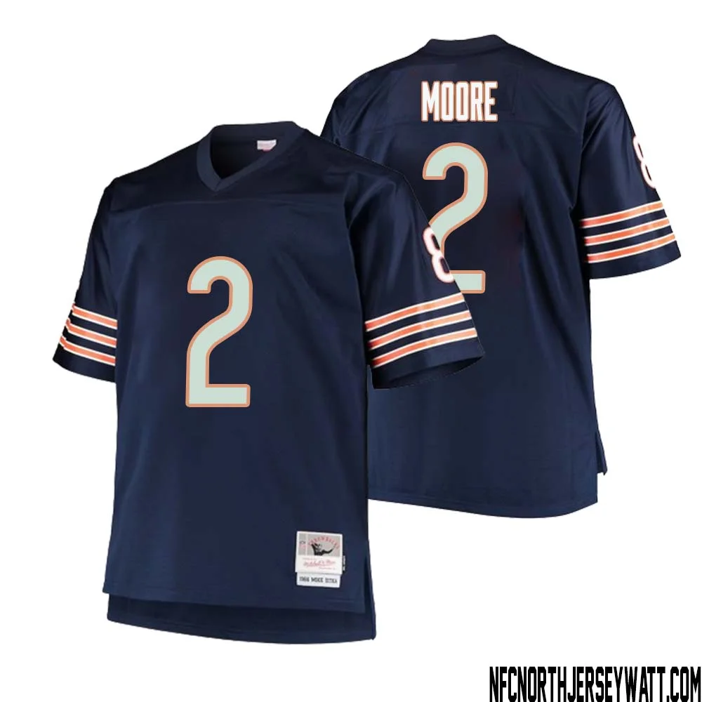 DJ Moore No 2 Men Mitchell Ness Navy Chicago Bears Big Tall 1985 Retired Player Replica Jersey