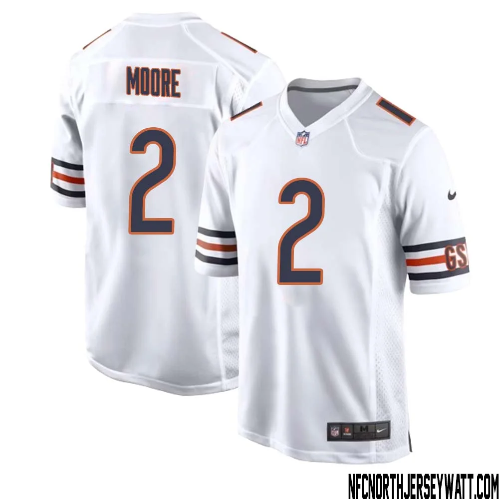 DJ Moore No 2 Men White Chicago Bears Away Game Jersey