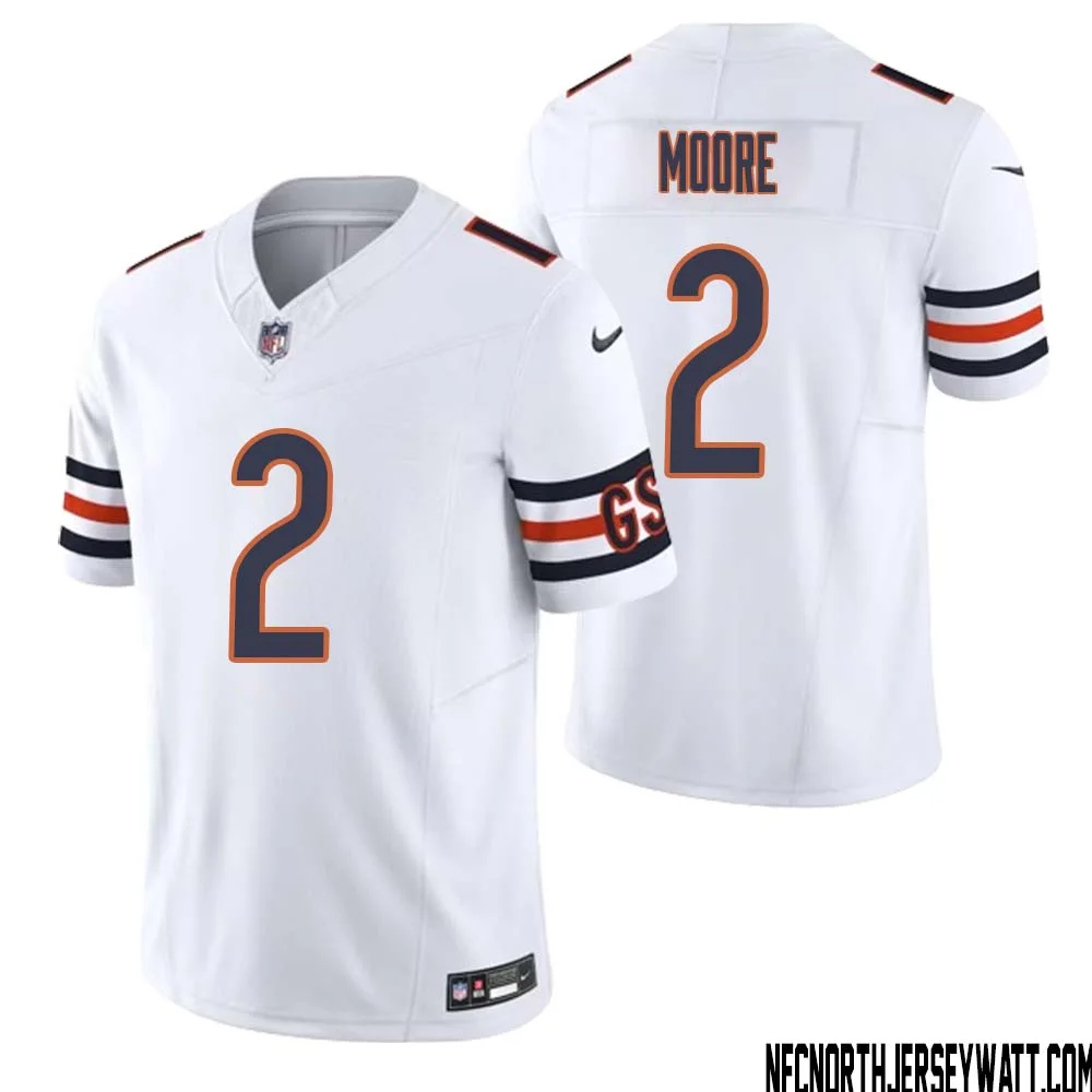 DJ Moore No 2 Men White Chicago Bears Vapor F.U.S.E. Limited Jersey 1