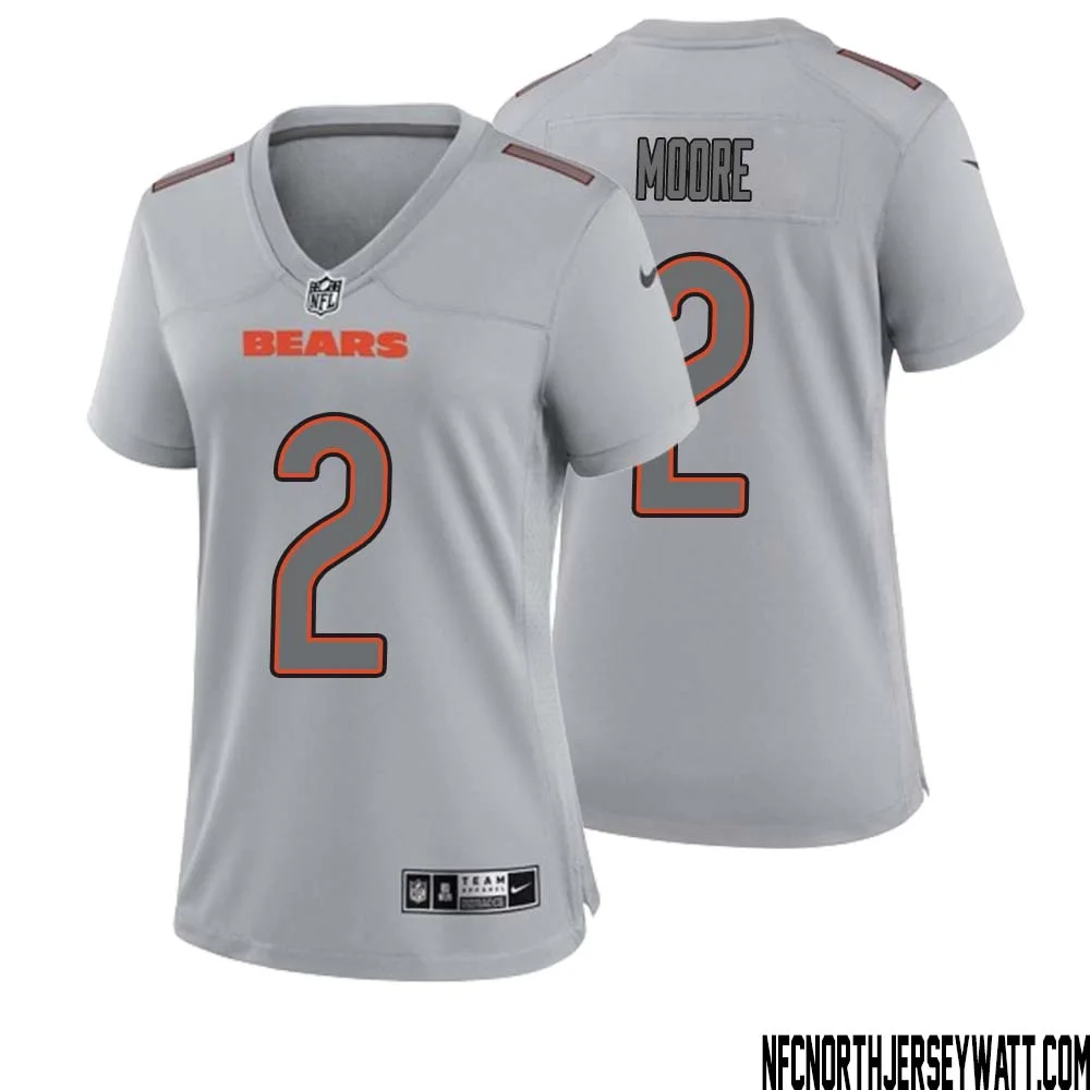DJ Moore No 2 Women Gray Chicago Bears Atmosphere Fashion Game Jersey 1
