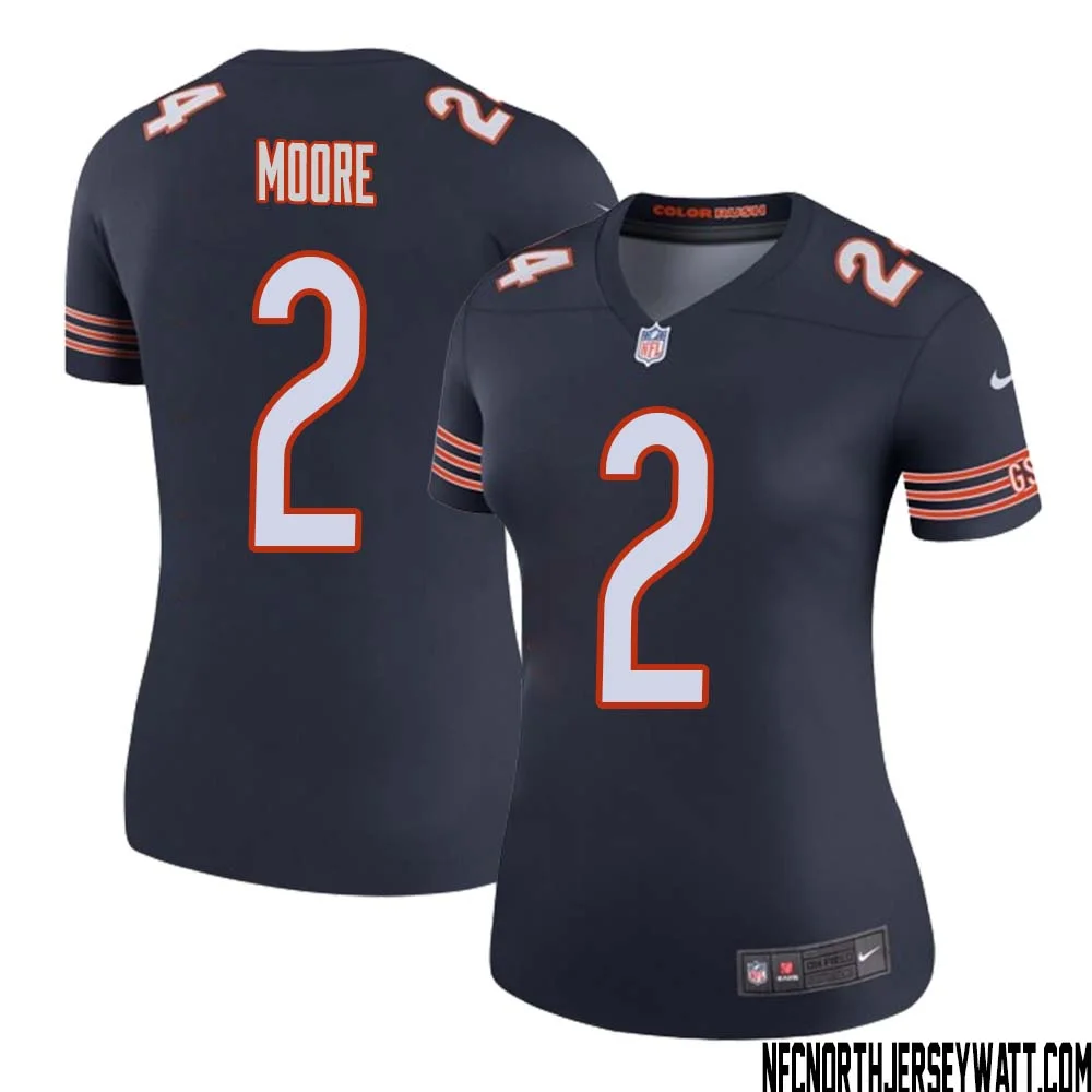DJ Moore No 2 Women Navy Chicago Bears Color Rush Legend Jersey