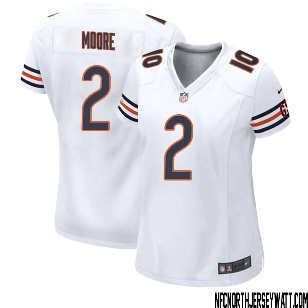 DJ Moore No 2 Women White Chicago Bears Away Game Jersey 1
