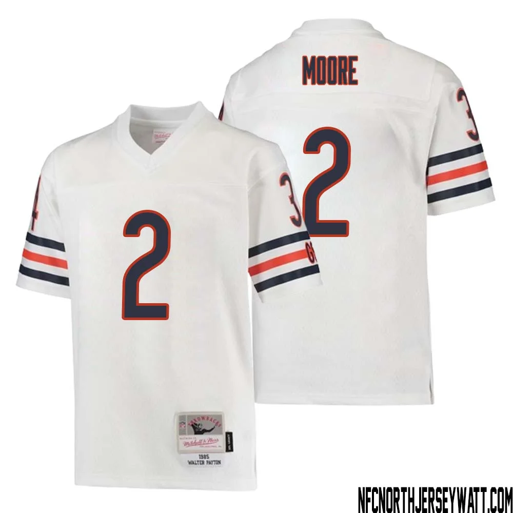 DJ Moore No 2 Youth Mitchell Ness White Chicago Bears 1985 Retired Player Legacy Jersey 1