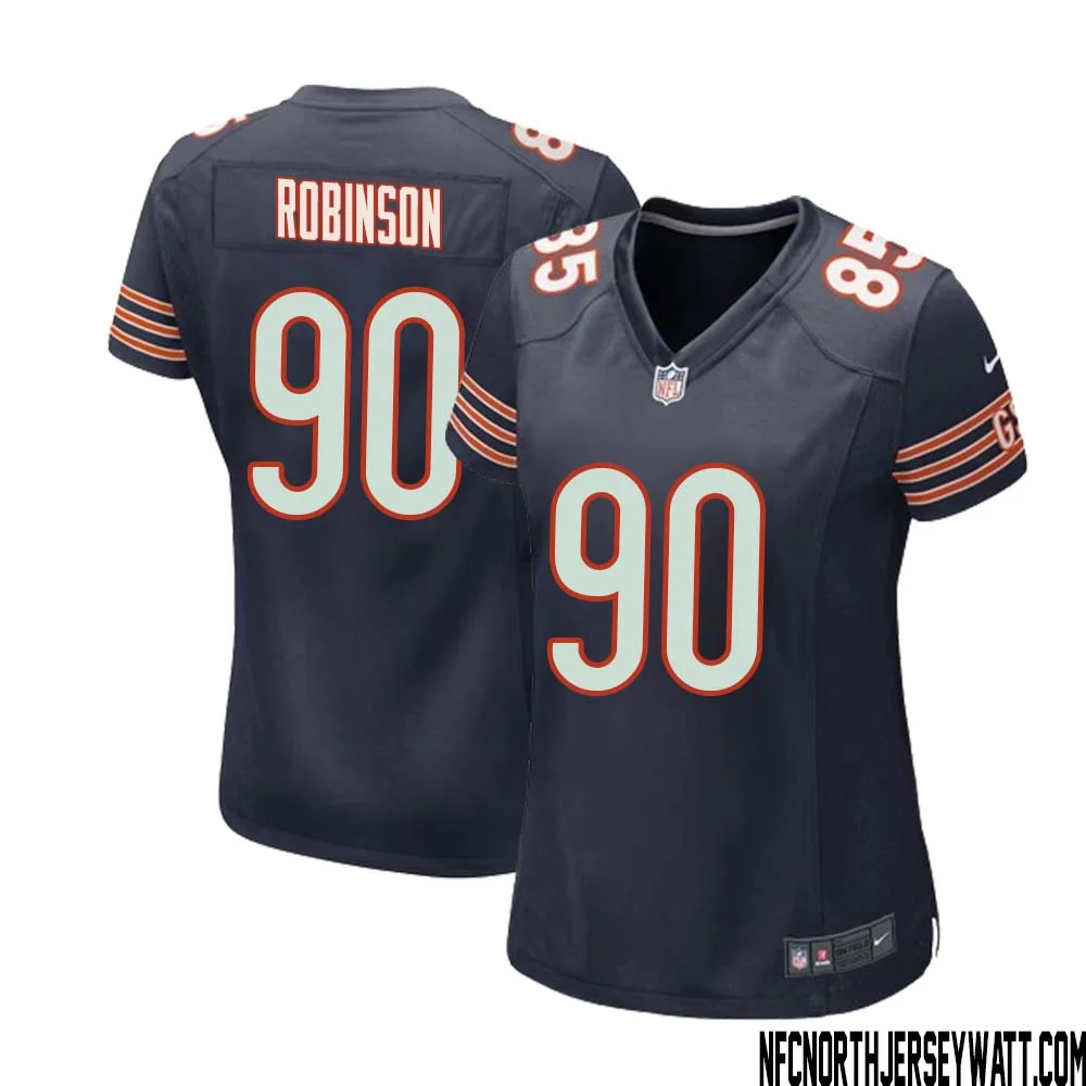 Dominique Robinson No 90 Chicago Bears Home Game Navy Jersey for Women