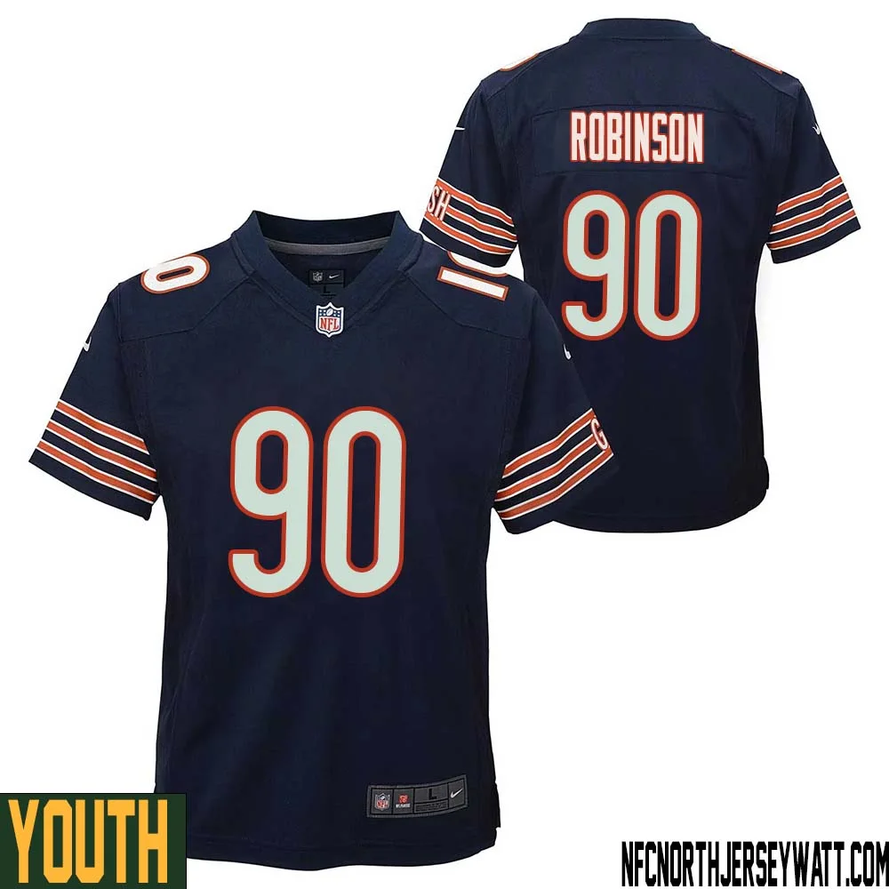 Dominique Robinson No 90 Chicago Bears Home Game Navy Jersey for Youth