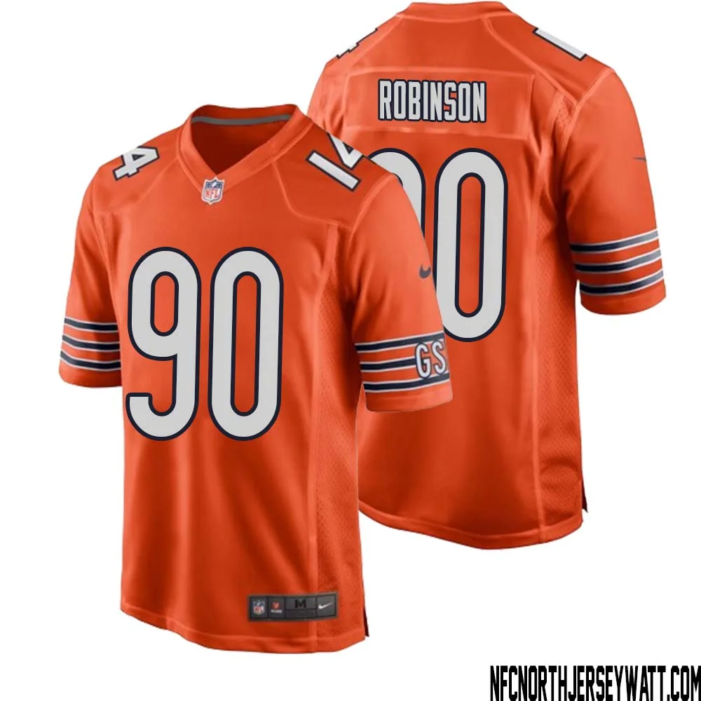 Dominique Robinson No 90 Men Orange Chicago Bears Alternate Game Player Jersey 1