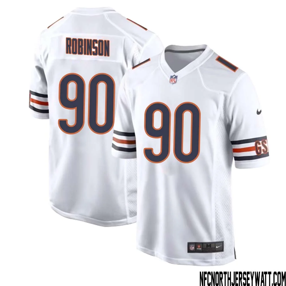 Dominique Robinson No 90 Men White Chicago Bears Away Game Jersey 1