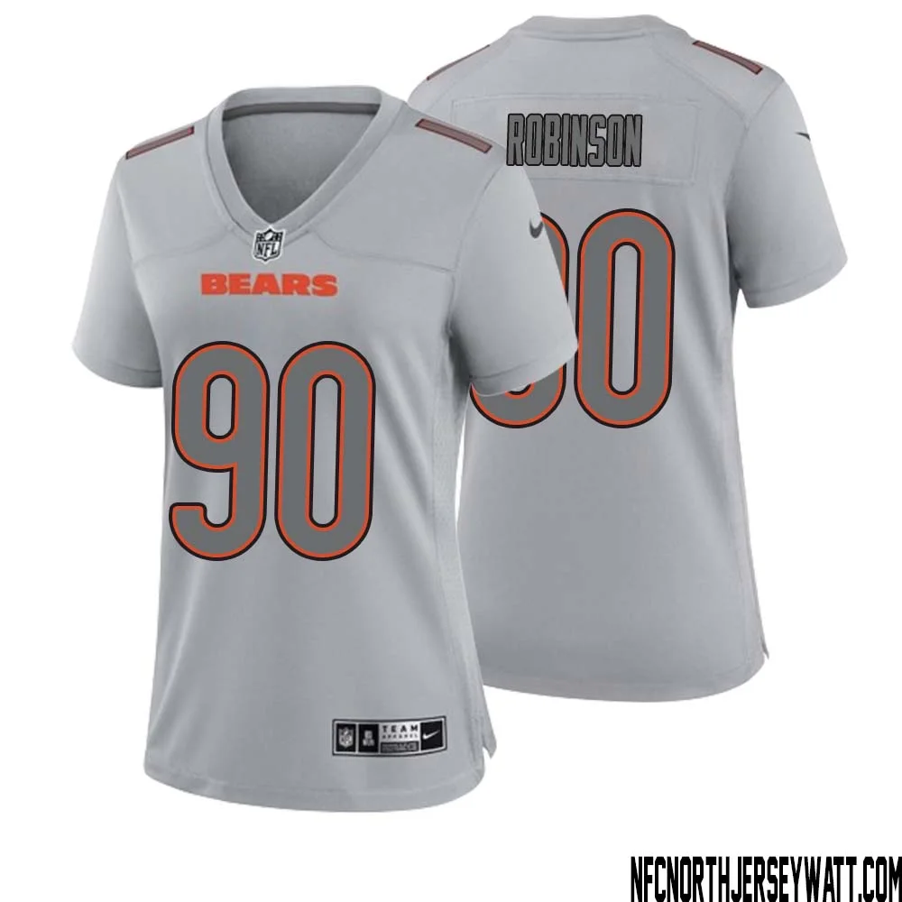 Dominique Robinson No 90 Women Gray Chicago Bears Atmosphere Fashion Game Jersey 1