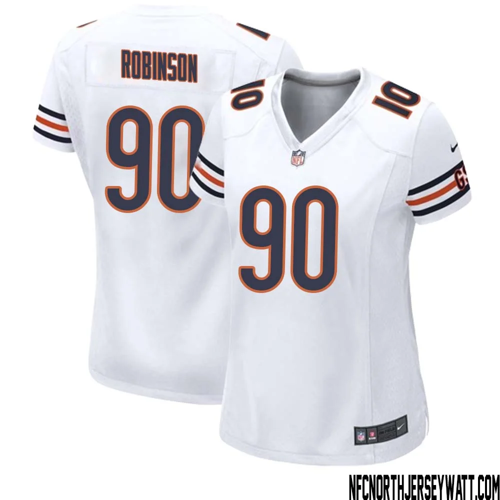 Dominique Robinson No 90 Women White Chicago Bears Away Game Jersey