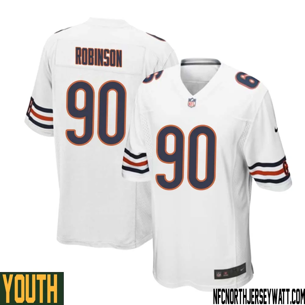 Dominique Robinson No 90 Youth White Chicago Bears Away Game Jersey 1