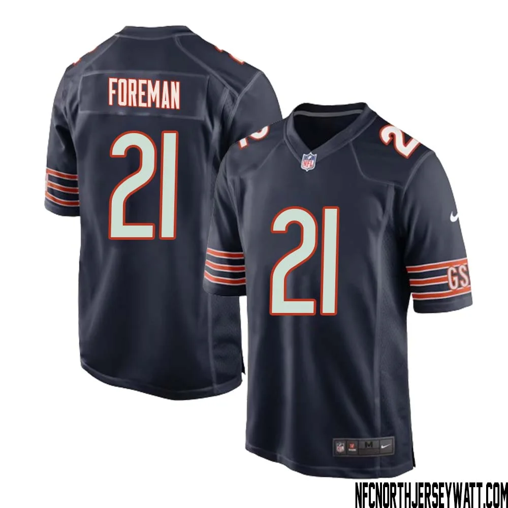DOnta Foreman No 21 Chicago Bears Home Game Navy Jersey for Men