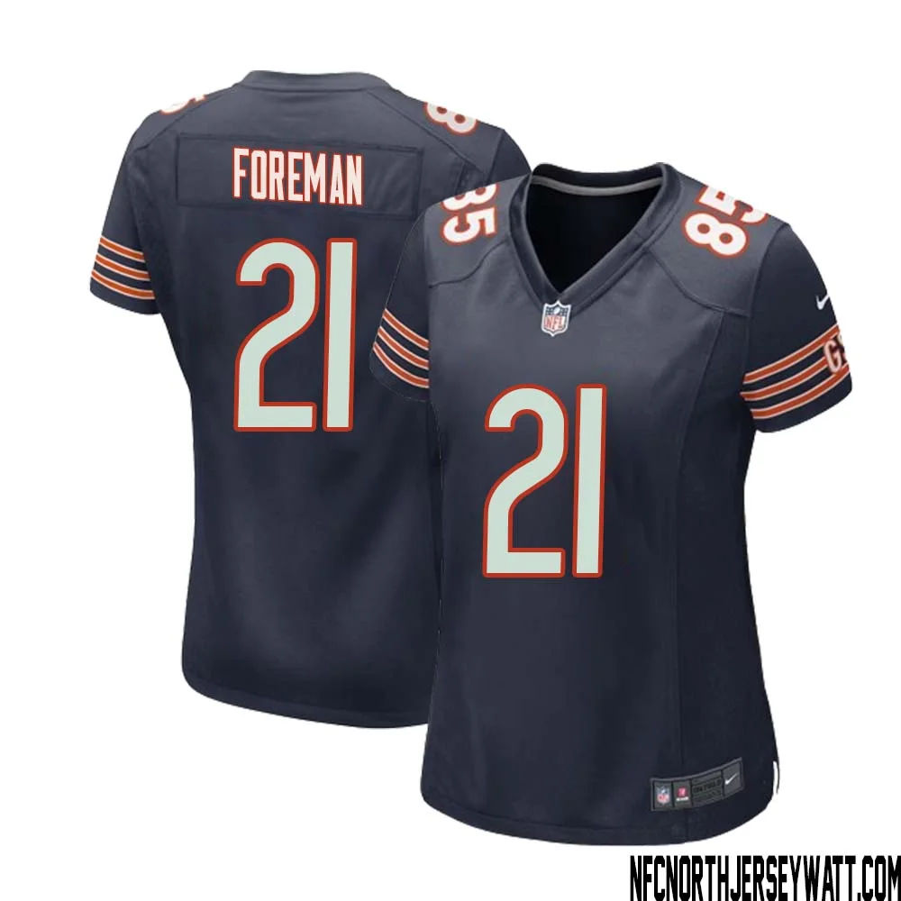 DOnta Foreman No 21 Chicago Bears Home Game Navy Jersey for Women