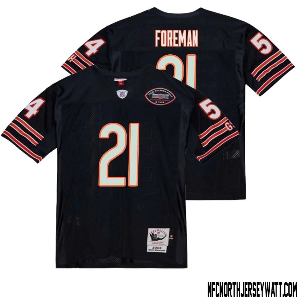 DOnta Foreman No 21 Men Mitchell Ness Navy Chicago Bears 2004 Authentic Throwback Retired Player Jersey 1