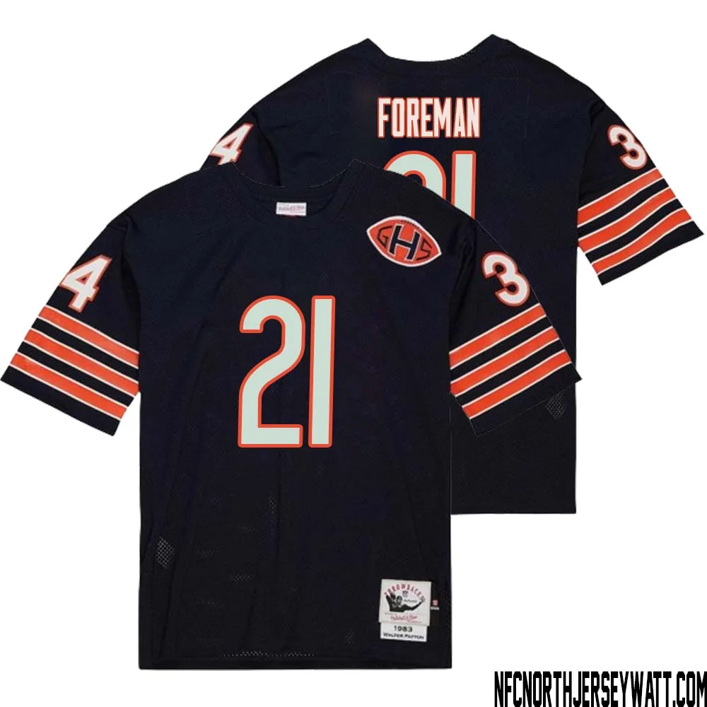 DOnta Foreman No 21 Men Mitchell Ness Navy Chicago Bears 2004 Authentic Throwback Retired Player Jersey