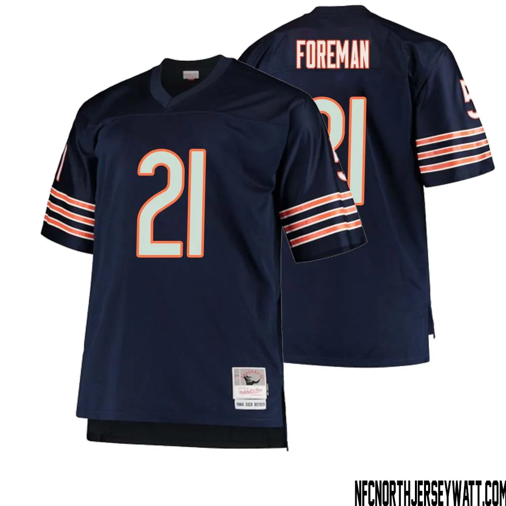 DOnta Foreman No 21 Men Mitchell Ness Navy Chicago Bears Big Tall 1966 Retired Player Replica Jersey 1