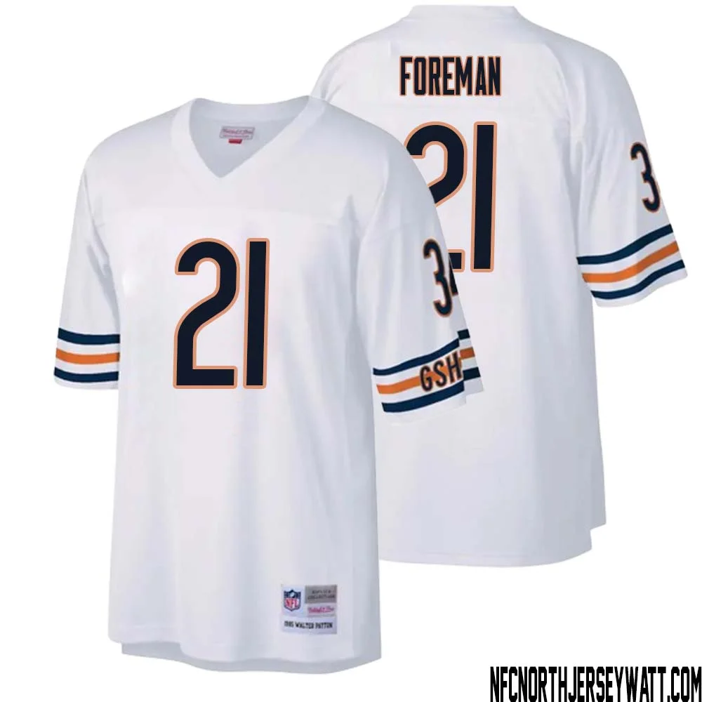 DOnta Foreman No 21 Men Mitchell Ness White Chicago Bears Legacy Replica Jersey 1