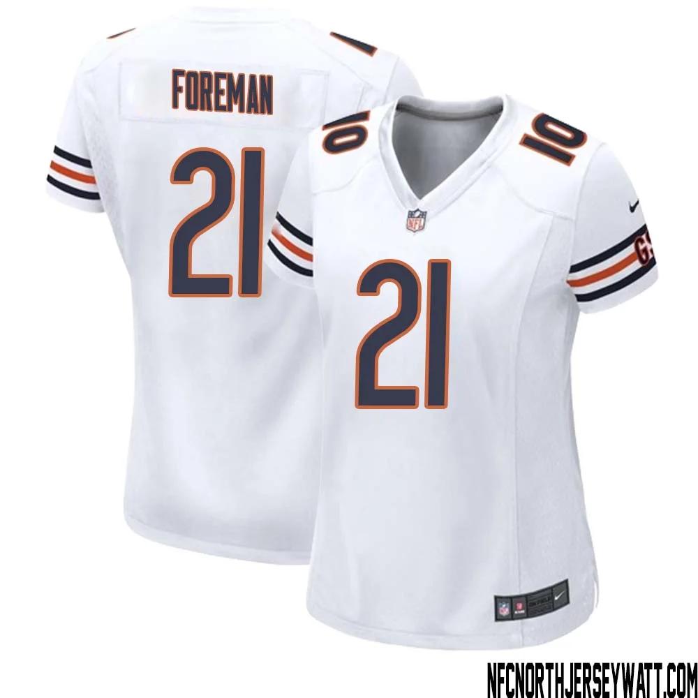 DOnta Foreman No 21 Women White Chicago Bears Away Game Jersey 1