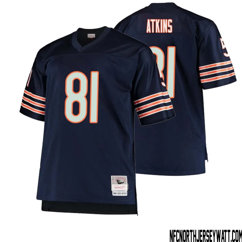 Doug Atkins No 81 Men Mitchell Ness Navy Chicago Bears Big Tall 1966 Retired Player Replica Jersey 1