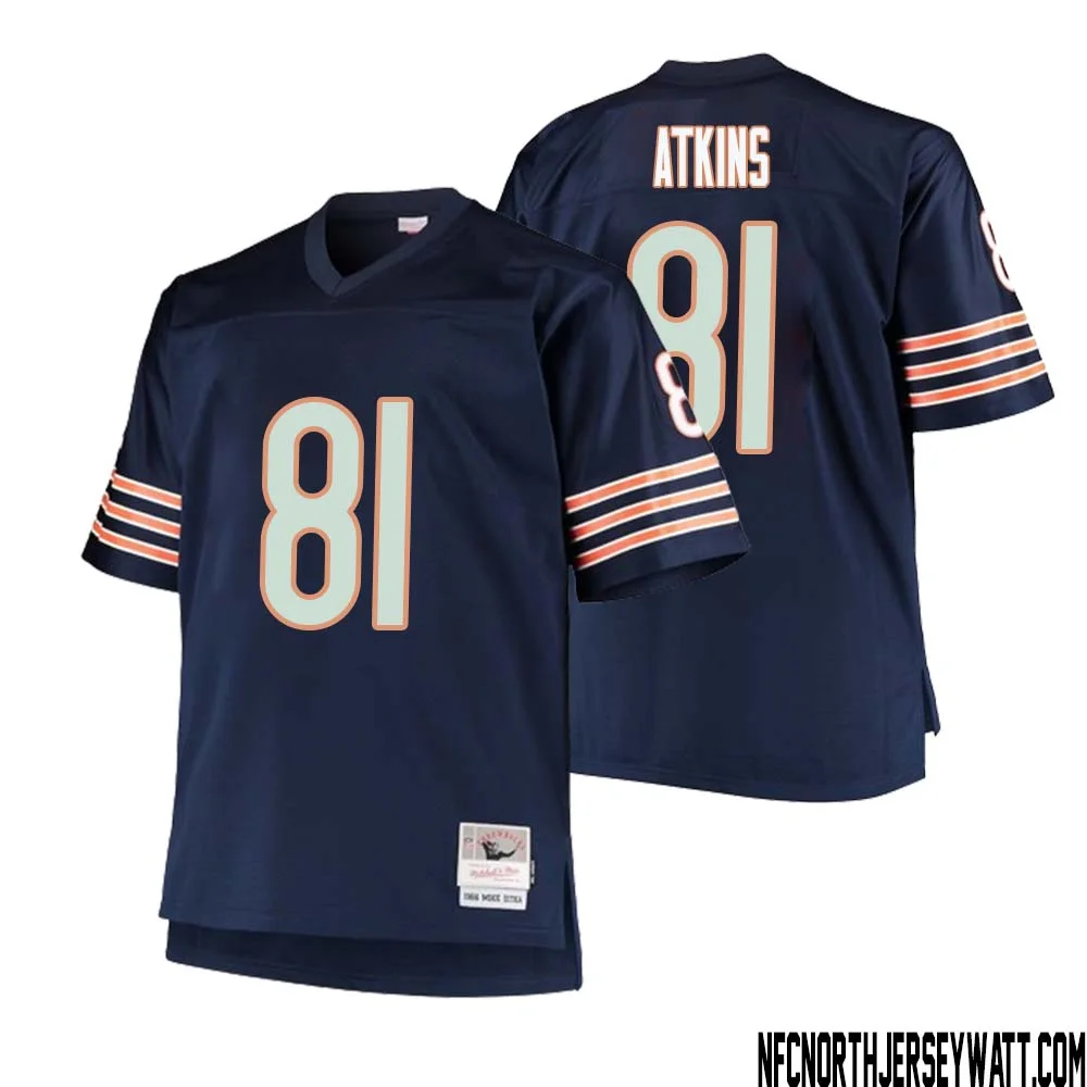 Doug Atkins No 81 Men Mitchell Ness Navy Chicago Bears Big Tall 1985 Retired Player Replica Jersey
