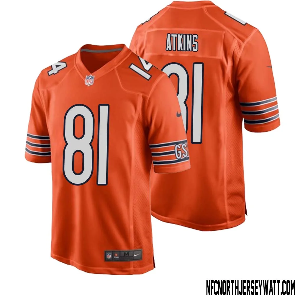 Doug Atkins No 81 Men Orange Chicago Bears Alternate Game Player Jersey 1