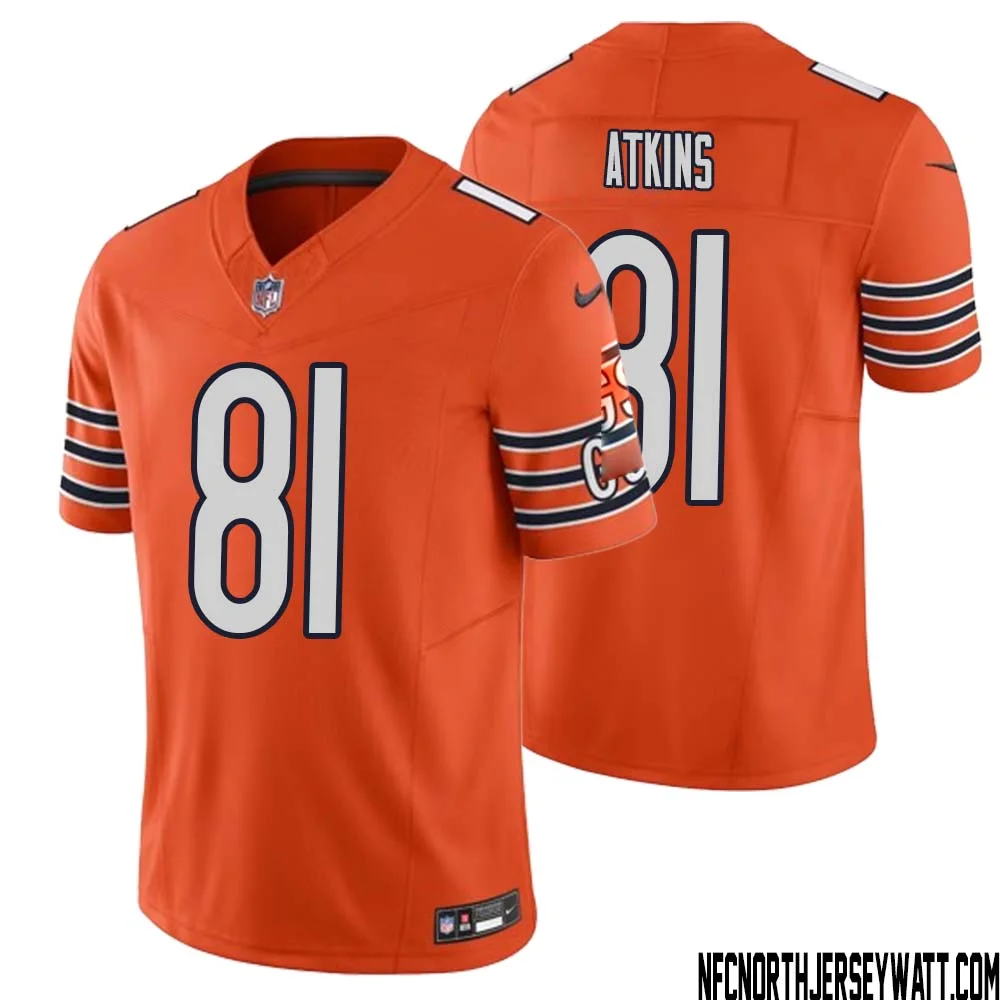 Doug Atkins No 81 Men Orange Chicago Bears Vapor F.U.S.E. Limited Jersey 1