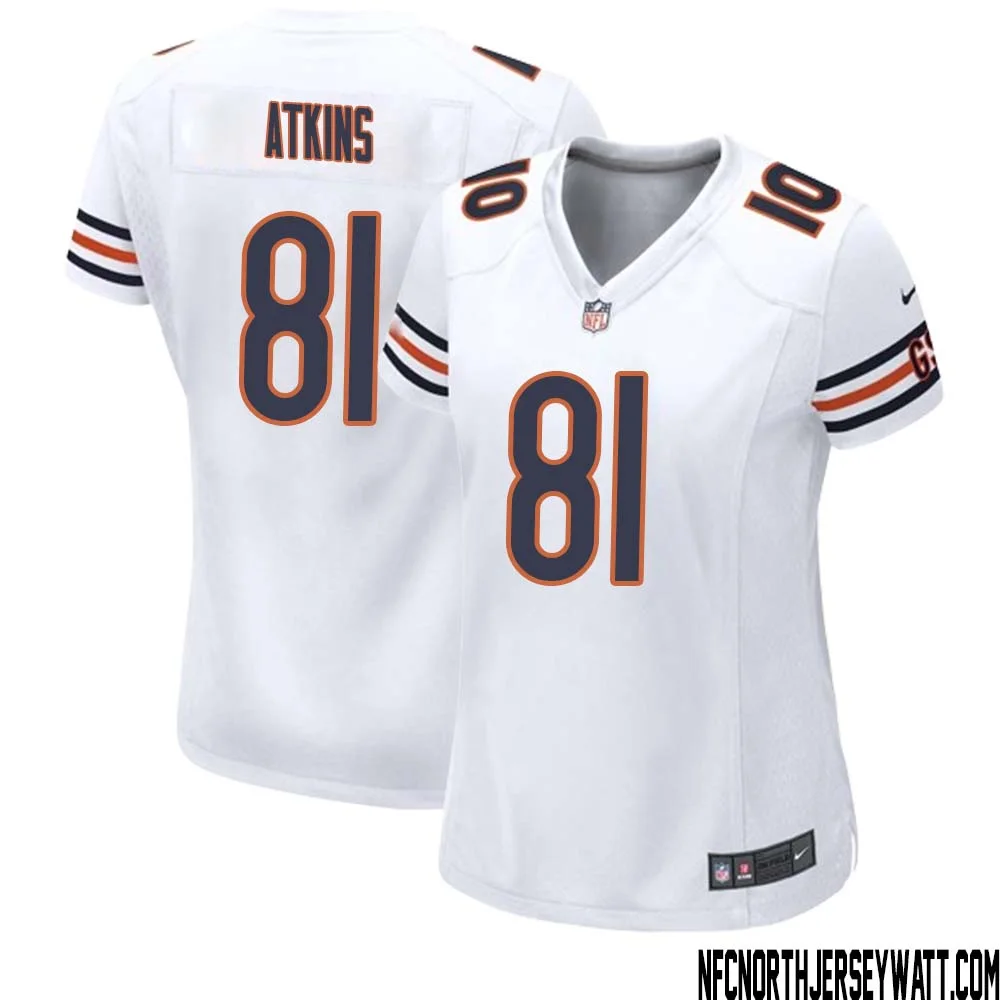 Doug Atkins No 81 Women White Chicago Bears Away Game Jersey 1