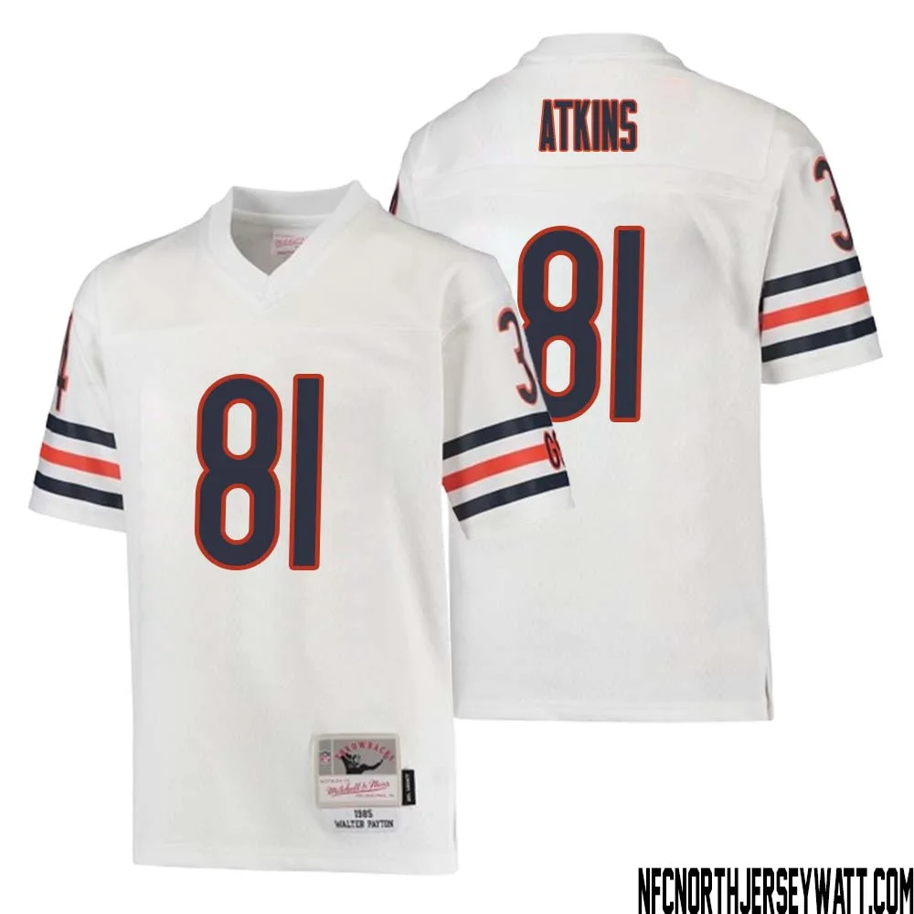 Doug Atkins No 81 Youth Mitchell Ness White Chicago Bears 1985 Retired Player Legacy Jersey