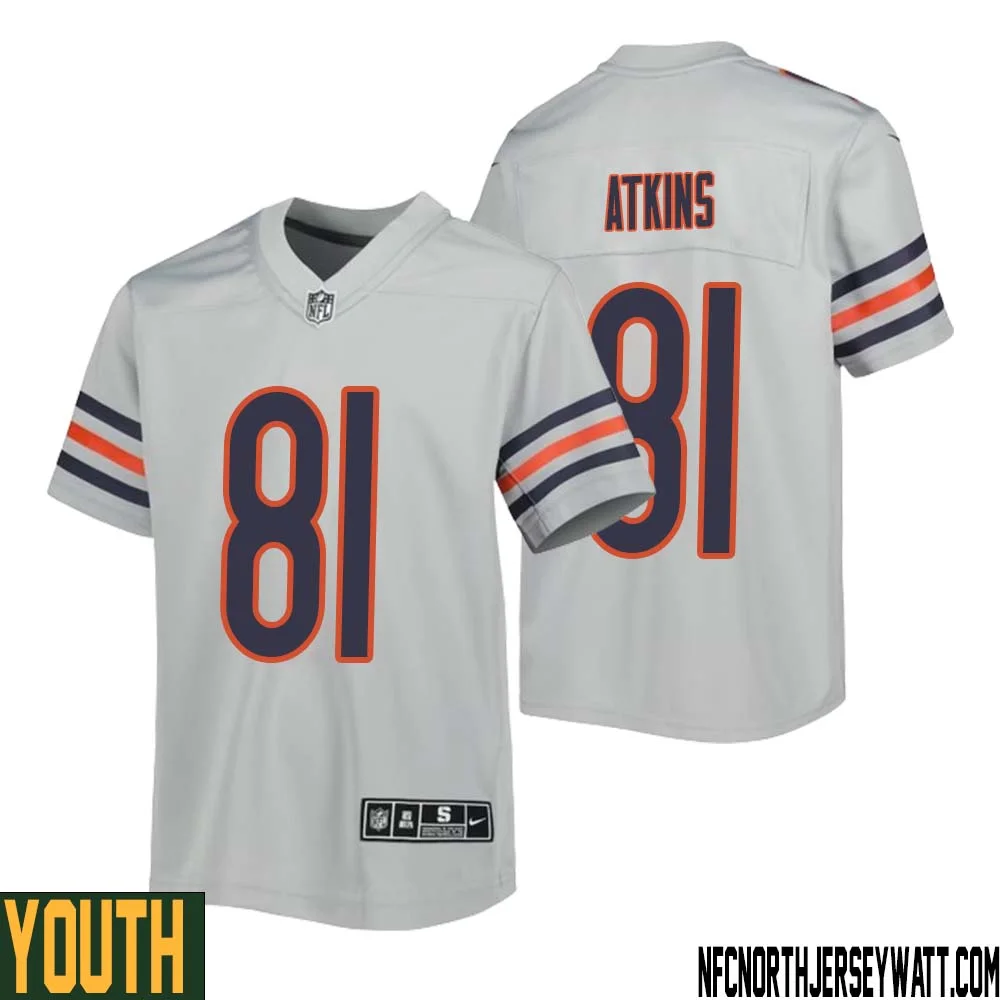 Doug Atkins No 81 Youth Silver Chicago Bears Inverted Legend Jersey 1