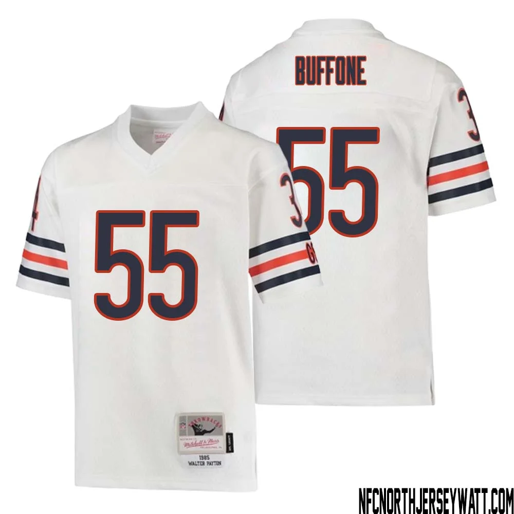 Doug Buffone No 55 Youth Mitchell Ness White Chicago Bears 1985 Retired Player Legacy Jersey 1