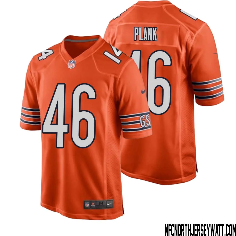 Doug Plank No 46 Men Orange Chicago Bears Alternate Game Player Jersey
