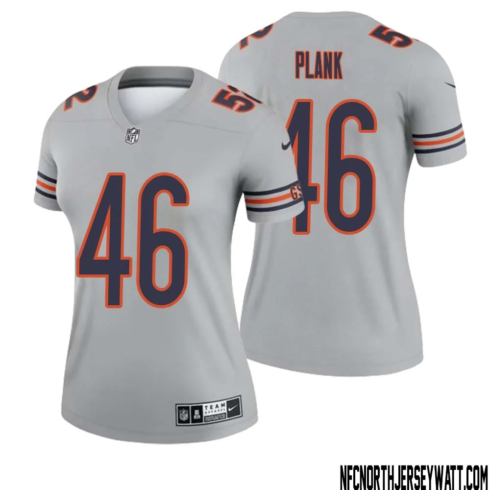Doug Plank No 46 Women Silver Chicago Bears Inverted Legend Jersey