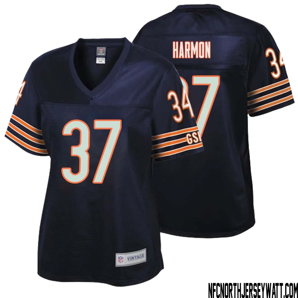 Duron Harmon No 37 Women NFL Pro Line Navy Chicago Bears Retired Player Replica Jersey 1