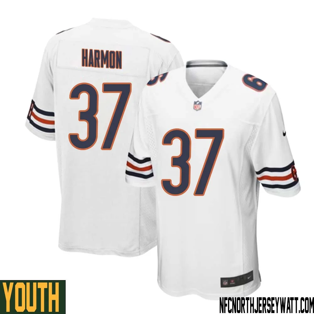 Duron Harmon No 37 Youth White Chicago Bears Away Game Jersey 1