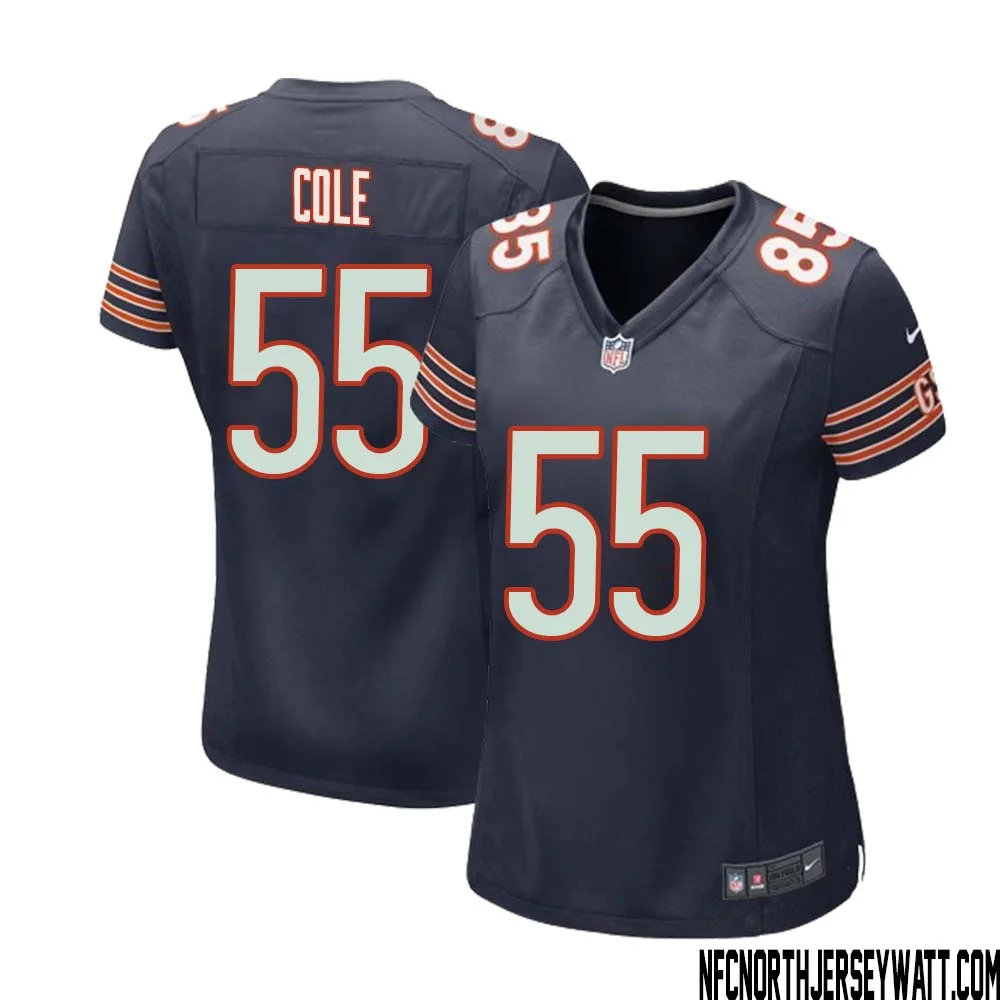 Dylan Cole No 55 Chicago Bears Home Game Navy Jersey for Women