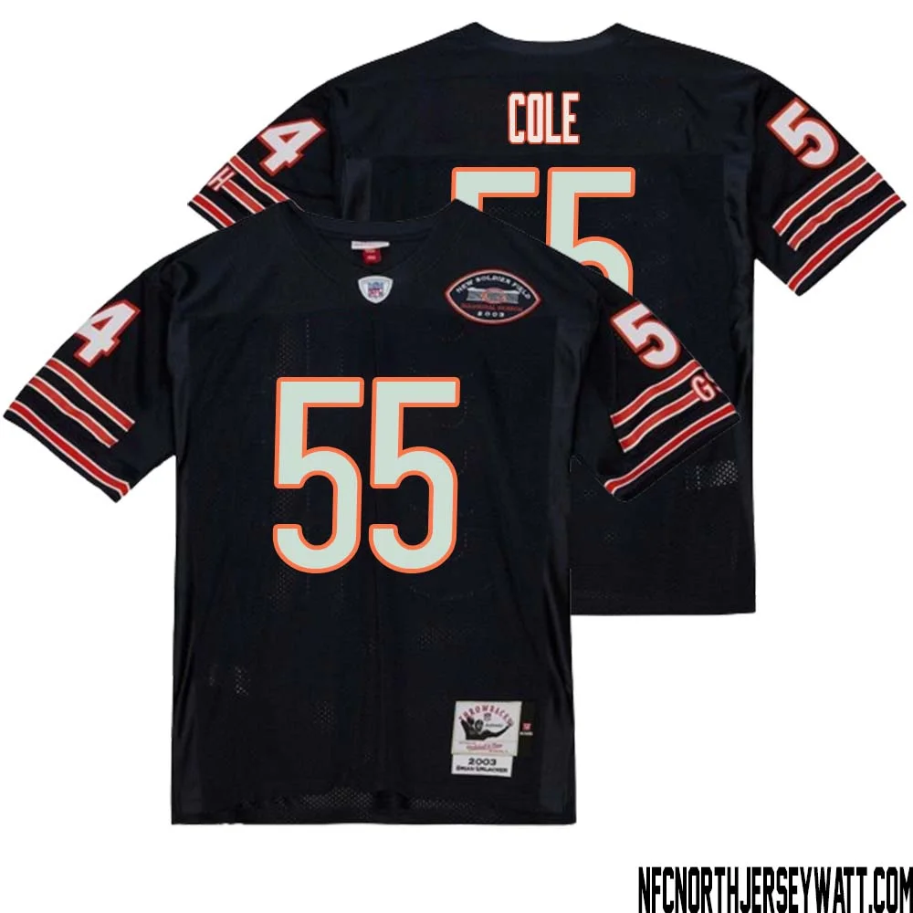 Dylan Cole No 55 Men Mitchell Ness Navy Chicago Bears 2004 Authentic Throwback Retired Player Jersey 1