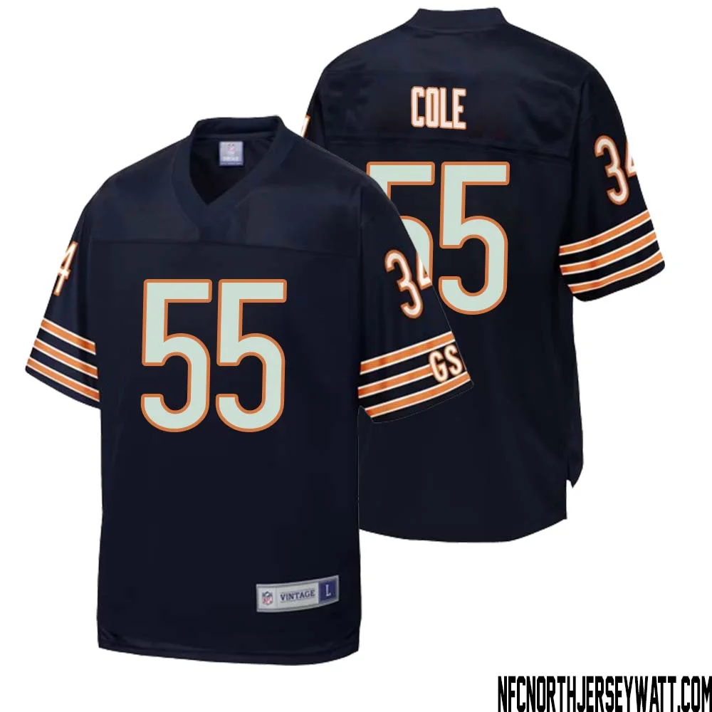Dylan Cole No 55 Men NFL Pro Line Navy Chicago Bears Retired Player Replica Jersey 1