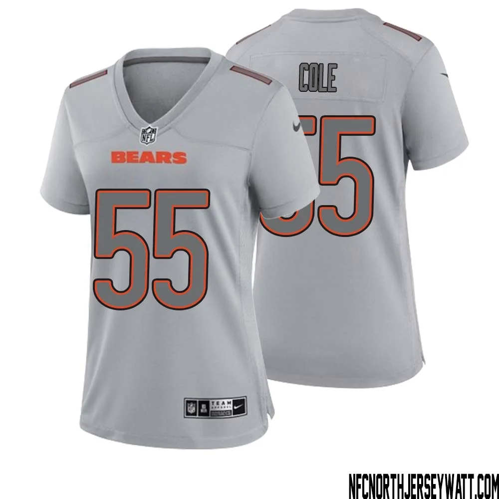 Dylan Cole No 55 Women Gray Chicago Bears Atmosphere Fashion Game Jersey 1