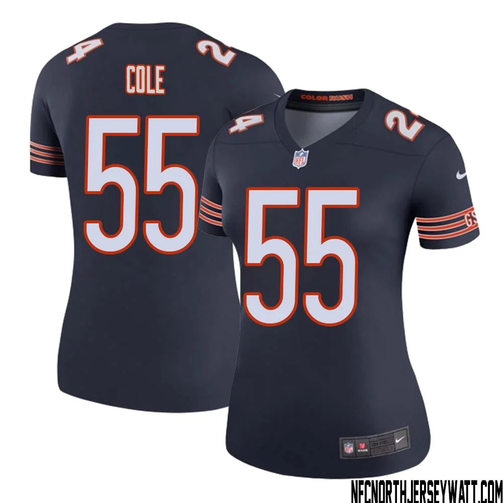 Dylan Cole No 55 Women Navy Chicago Bears Color Rush Legend Jersey 1