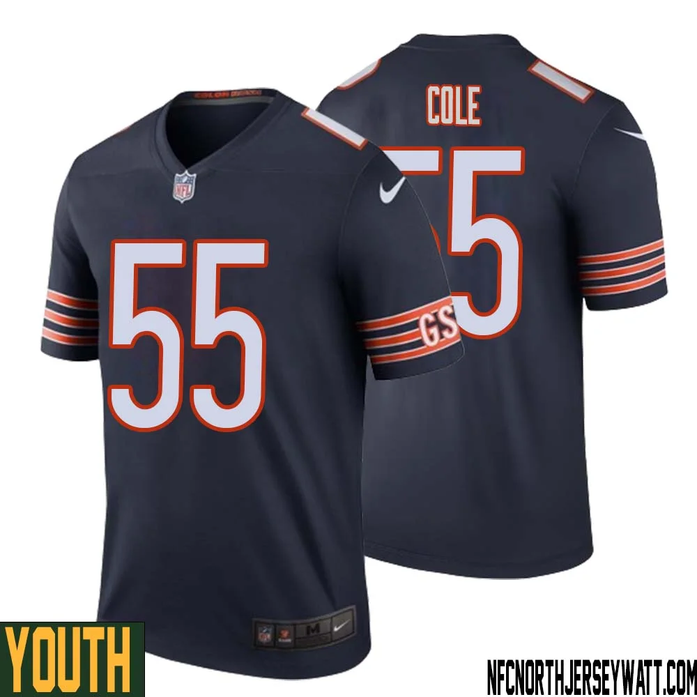 Dylan Cole No 55 Youth Navy Chicago Bears Color Rush Legend Jersey