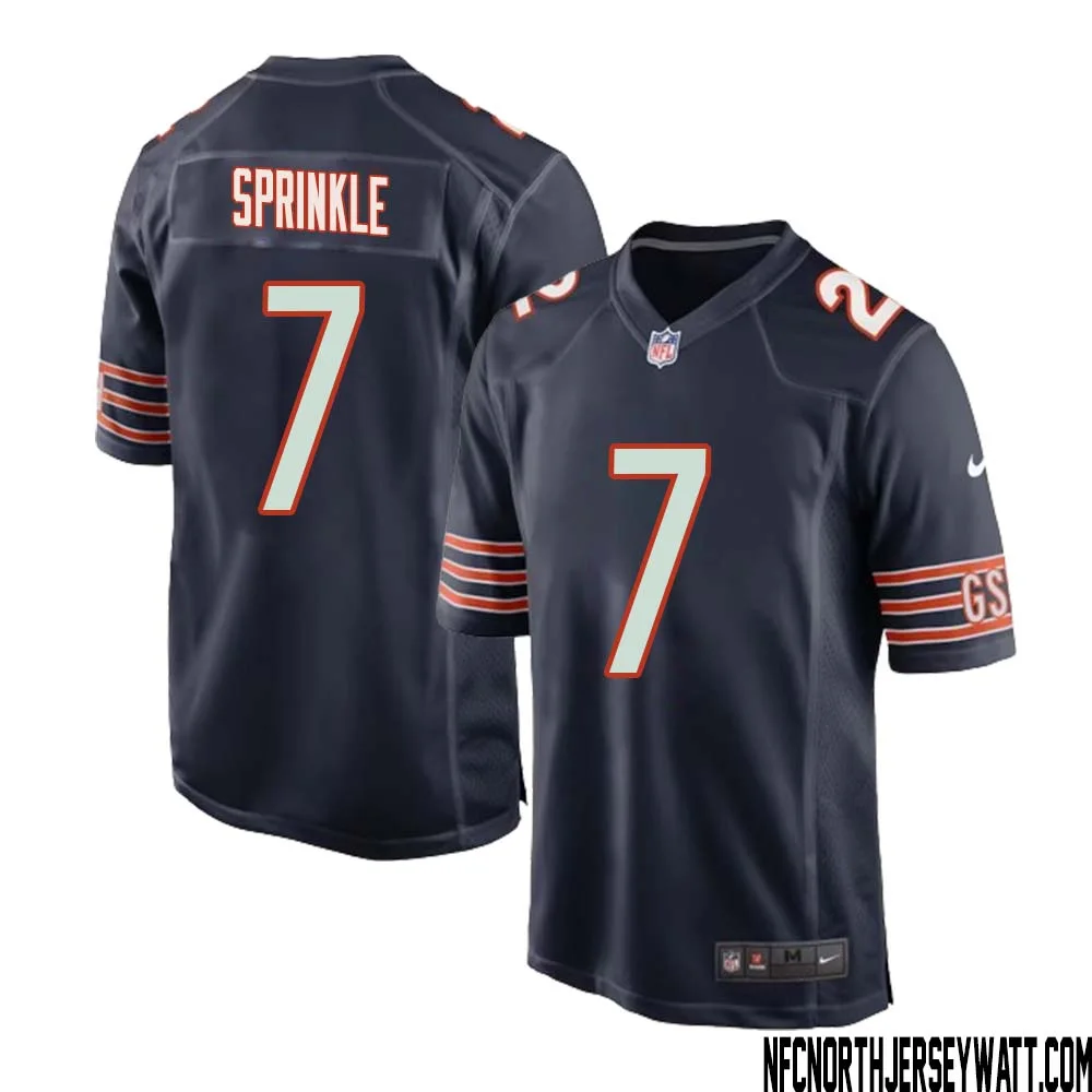 Ed Sprinkle No 7 Chicago Bears Home Game Navy Jersey for Men 1