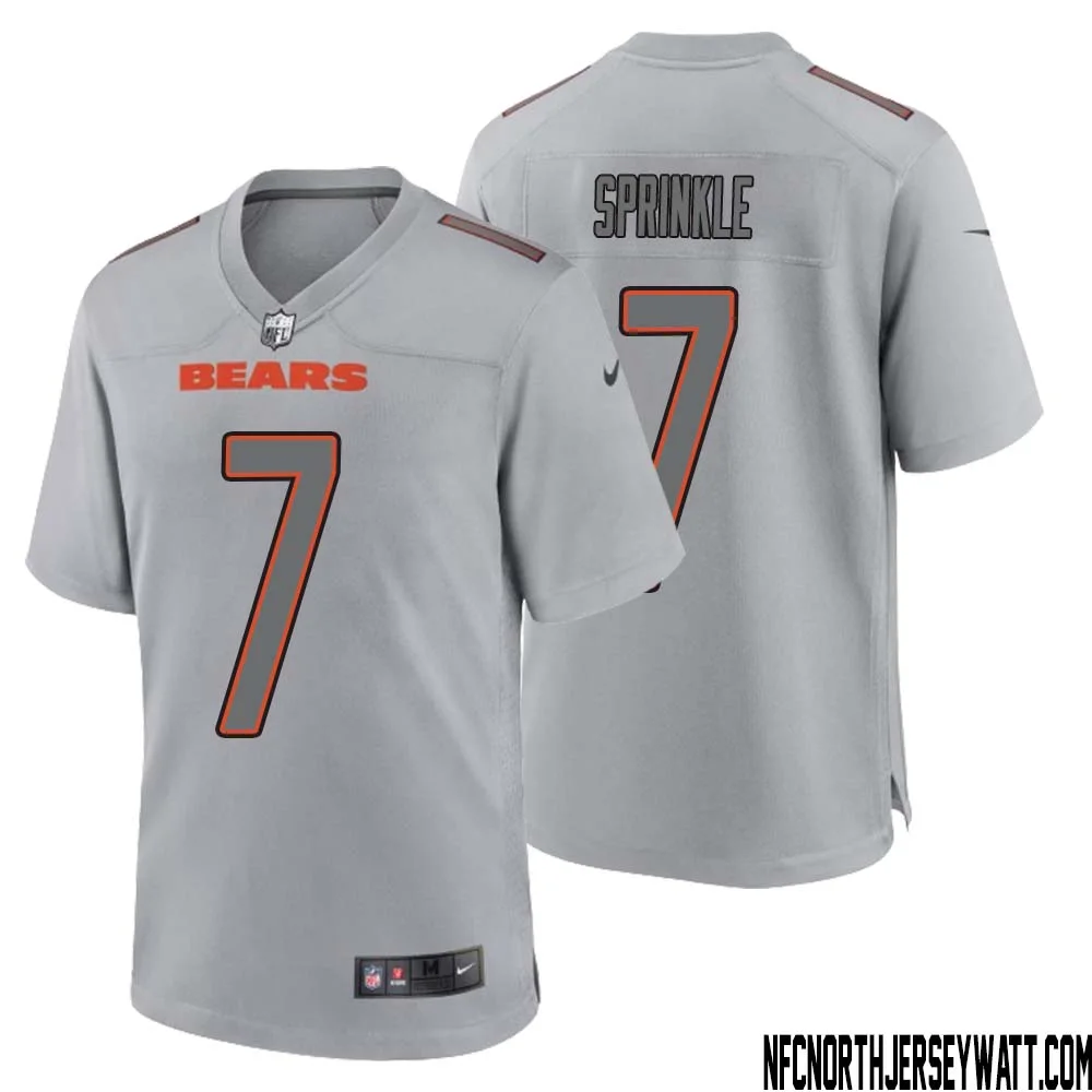 Ed Sprinkle No 7 Men Gray Chicago Bears Atmosphere Fashion Game Jersey
