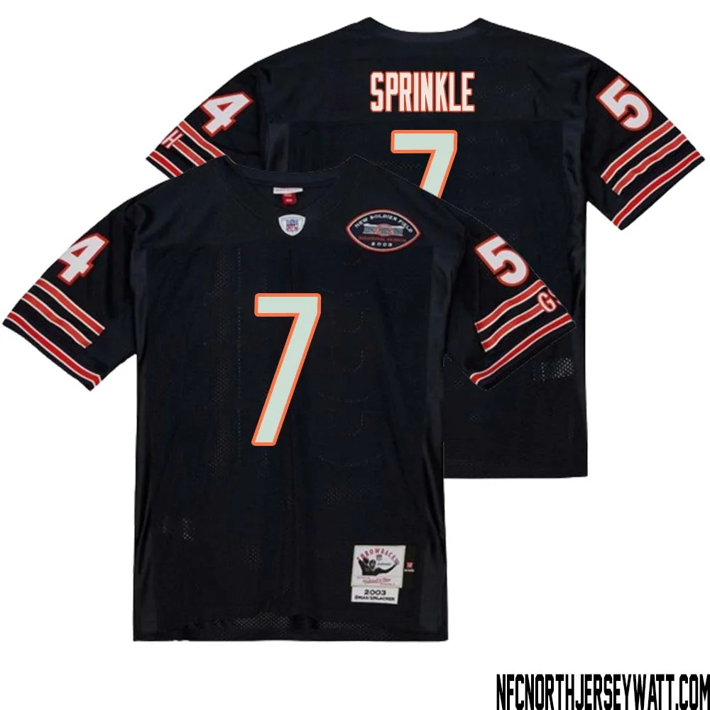 Ed Sprinkle No 7 Men Mitchell Ness Navy Chicago Bears 2004 Authentic Throwback Retired Player Jersey 1