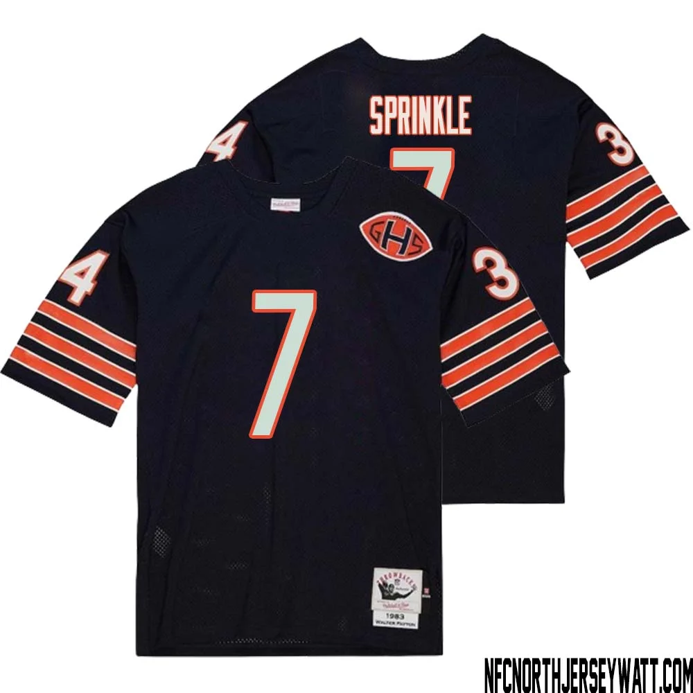 Ed Sprinkle No 7 Men Mitchell Ness Navy Chicago Bears 2004 Authentic Throwback Retired Player Jersey 2