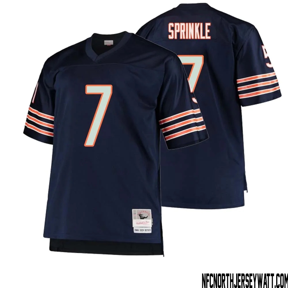 Ed Sprinkle No 7 Men Mitchell Ness Navy Chicago Bears Big Tall 1966 Retired Player Replica Jersey