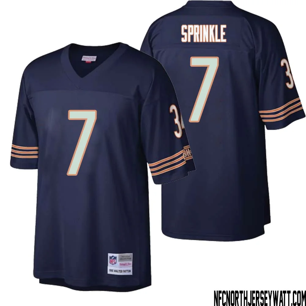 Ed Sprinkle No 7 Men Mitchell Ness Navy Chicago Bears Big Tall 1985 Retired Player Replica Jersey 1 1