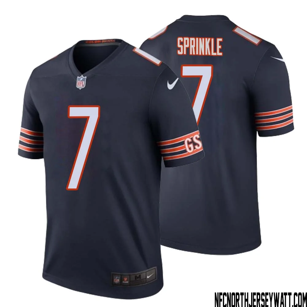 Ed Sprinkle No 7 Men Navy Chicago Bears Color Rush Legend Jersey