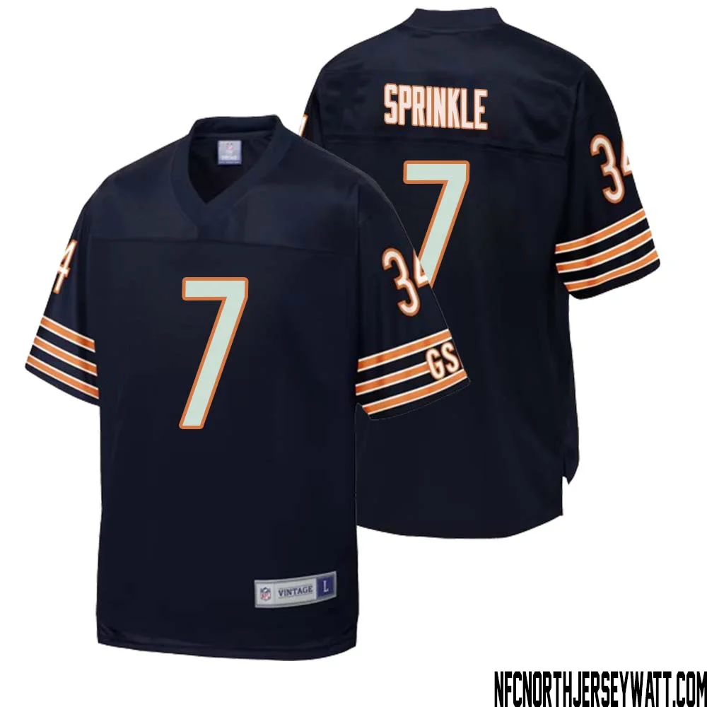Ed Sprinkle No 7 Men NFL Pro Line Navy Chicago Bears Retired Player Replica Jersey 1