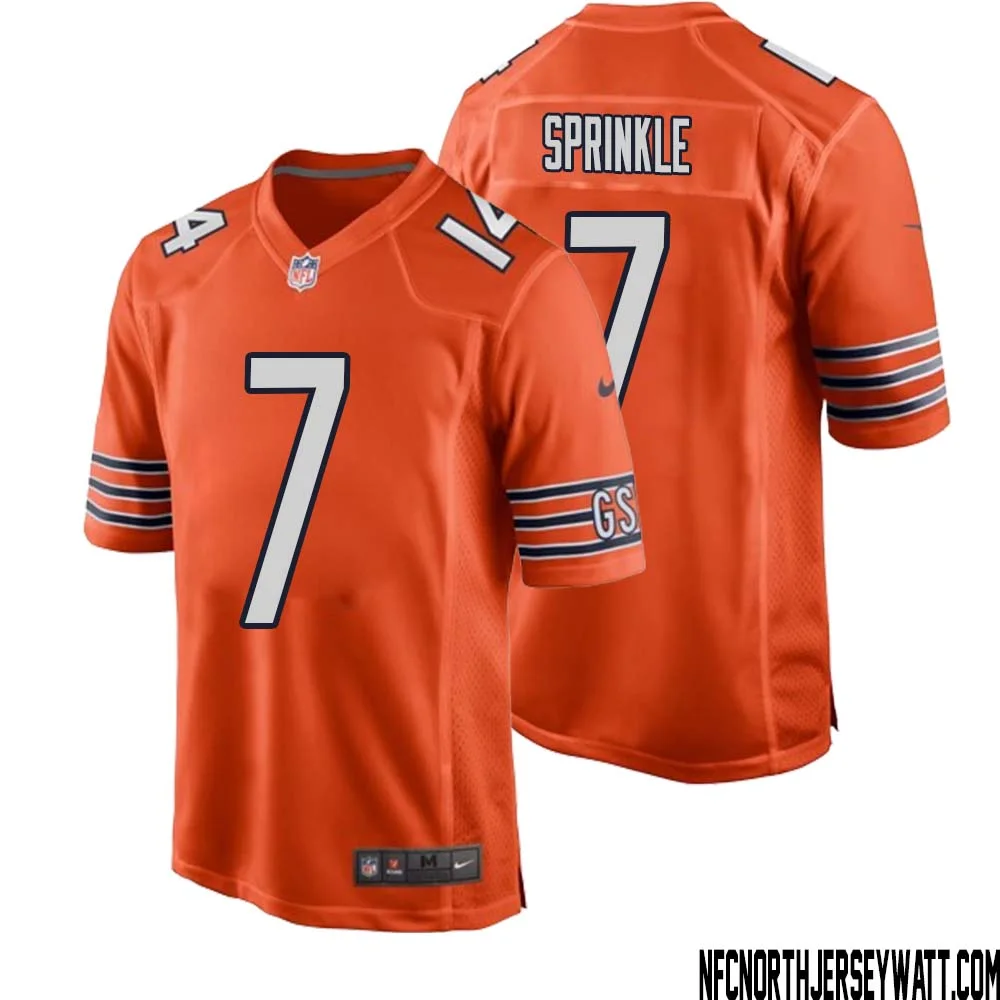 Ed Sprinkle No 7 Men Orange Chicago Bears Alternate Game Player Jersey 1